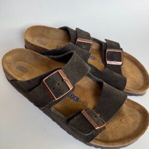 Birkenstock 42 M9/L11 Arizona Suede Narrow Sandal Shoe Soft footbed Mocha Brown
